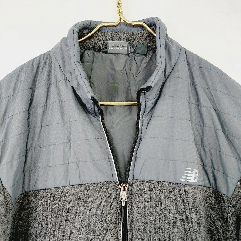 New Balance Gray Two Textures Cozy and Comfy Men's Zip Up Jacket Z14
